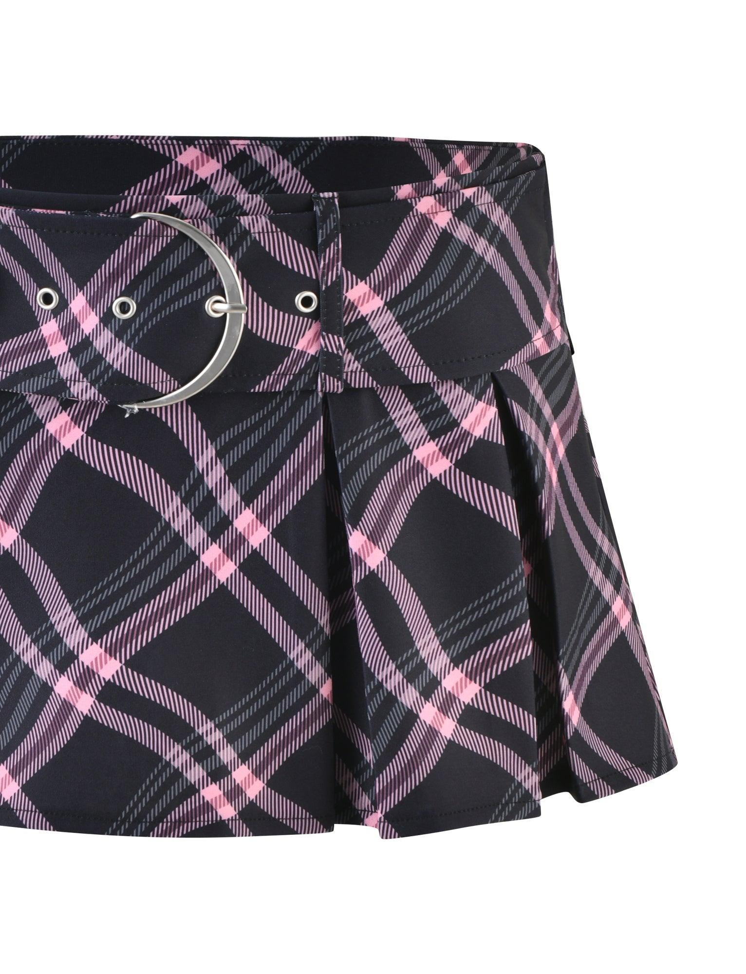 CHARLOTTE SKORT - BLACK : WARPED CHECK Product Image