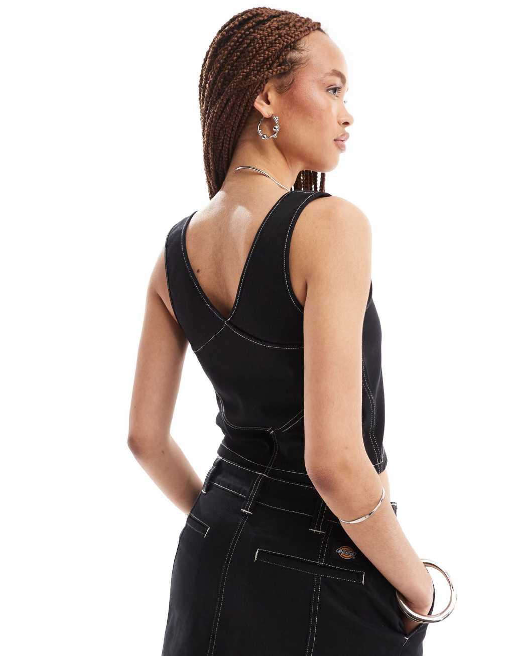 Dickies Meriden corset top in black  Product Image