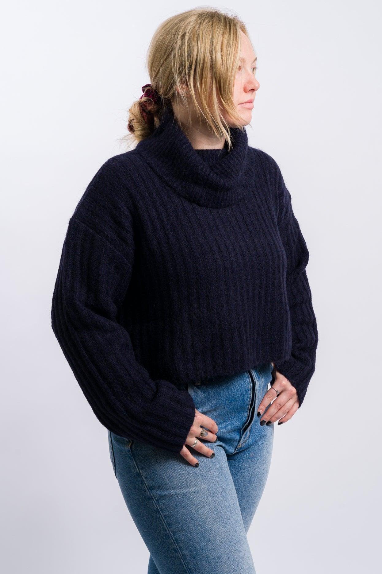 Nia Bruni Turtleneck Knit Sweater - Navy Female Product Image