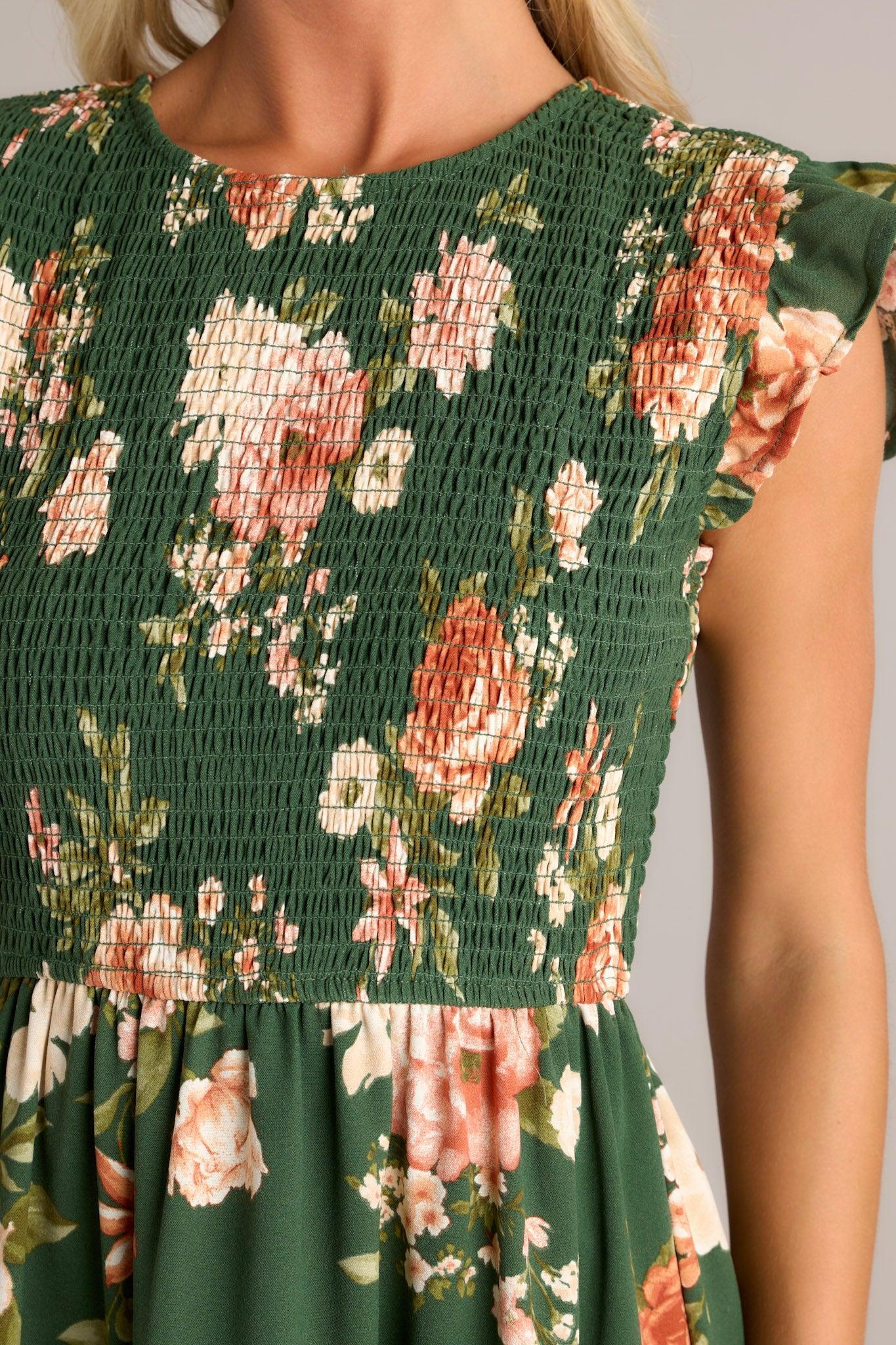 Desert Dawn Green Floral Midi Dress Product Image