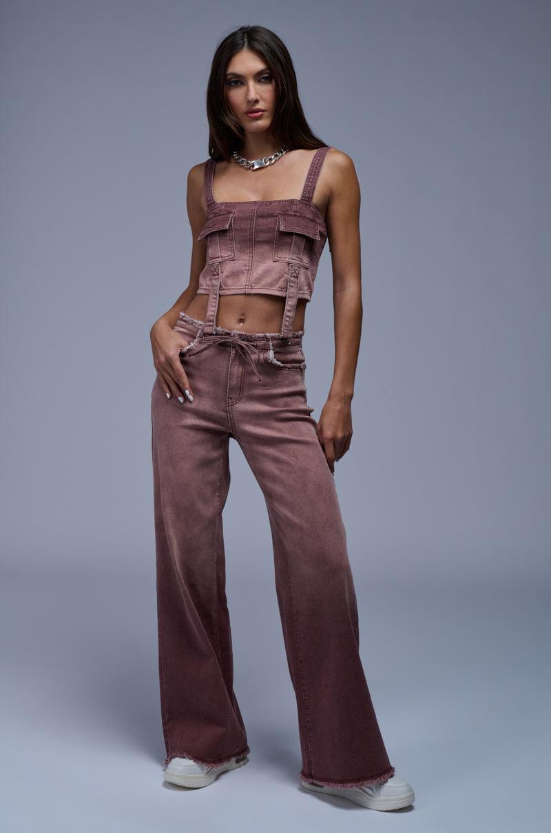 BRAWNWYN OMBRE DENIM BOTTOM IN MAUVE Product Image