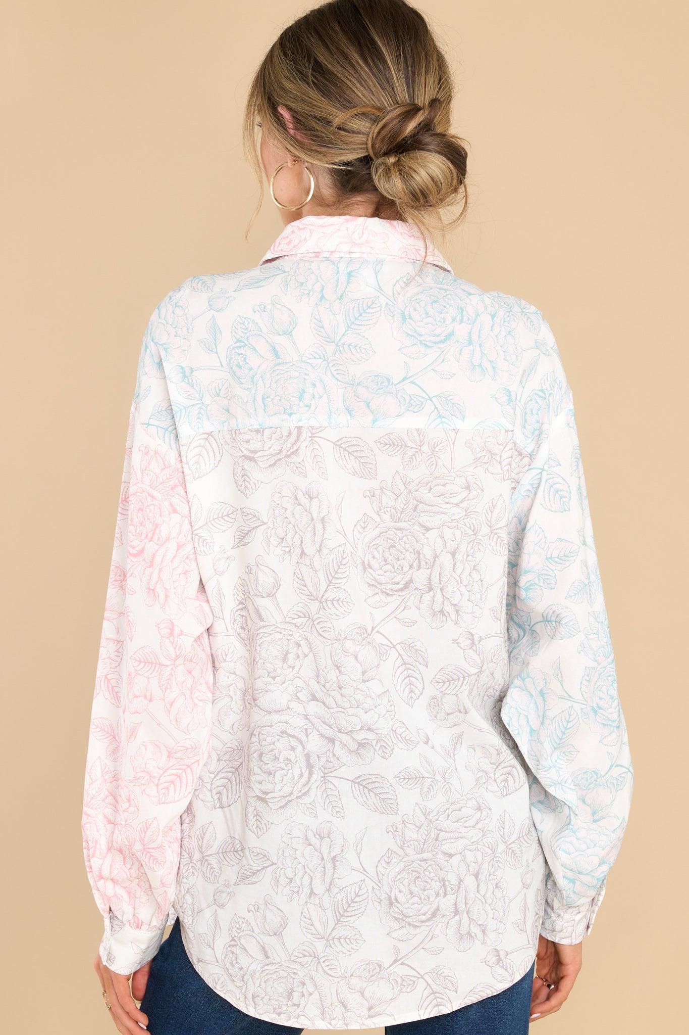 Aura Endless Refinement Ivory Multi Floral Print Top Product Image