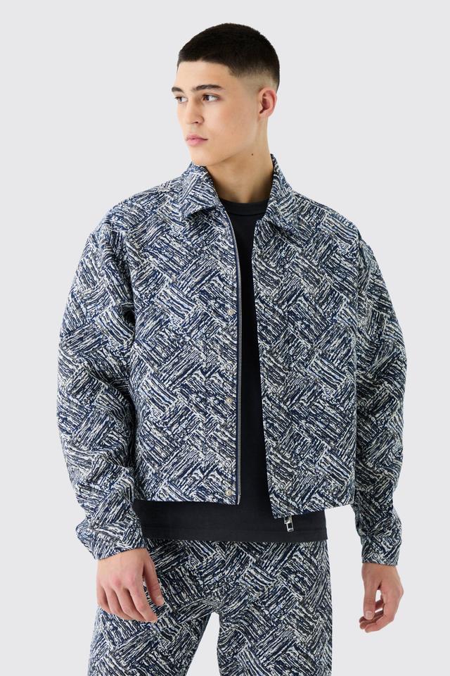 Boxy Fit Fabric Interest Tapestry Jacket | boohooMAN USA Product Image