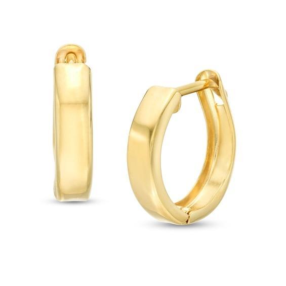 Men's 12.7mm Huggie Hoop Earrings in 14K Gold Product Image