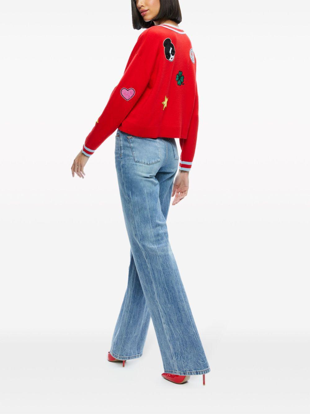 ALICE AND OLIVIA Gleeson Patch-embellished Jumper In Rot Product Image