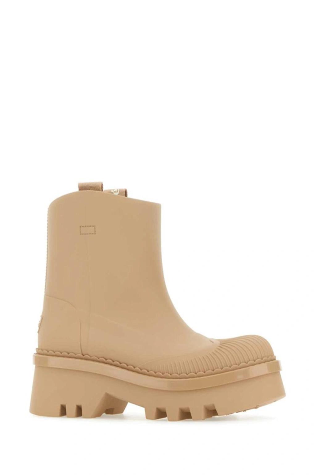 Chloe Woman Beige Rubber Raina Ankle Boots In Beige Rose Product Image