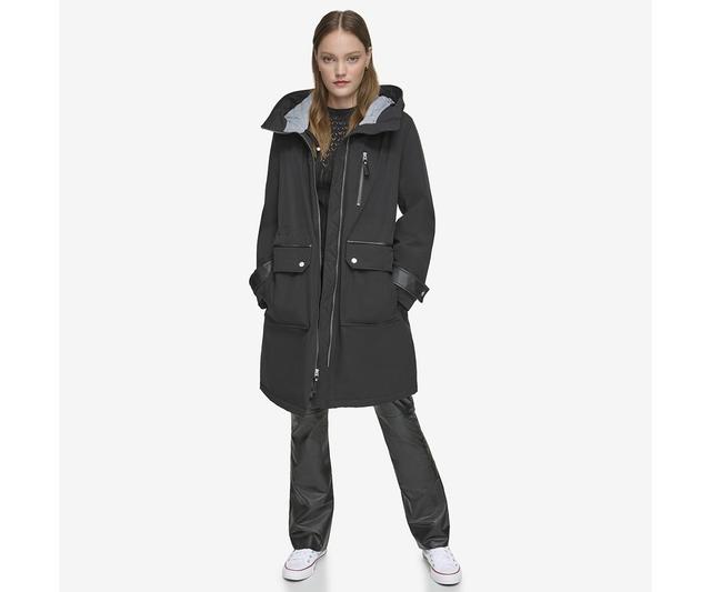 Womens Gemas Lightweight Parka Coat With Matte Shell and Faux Leather Details Product Image