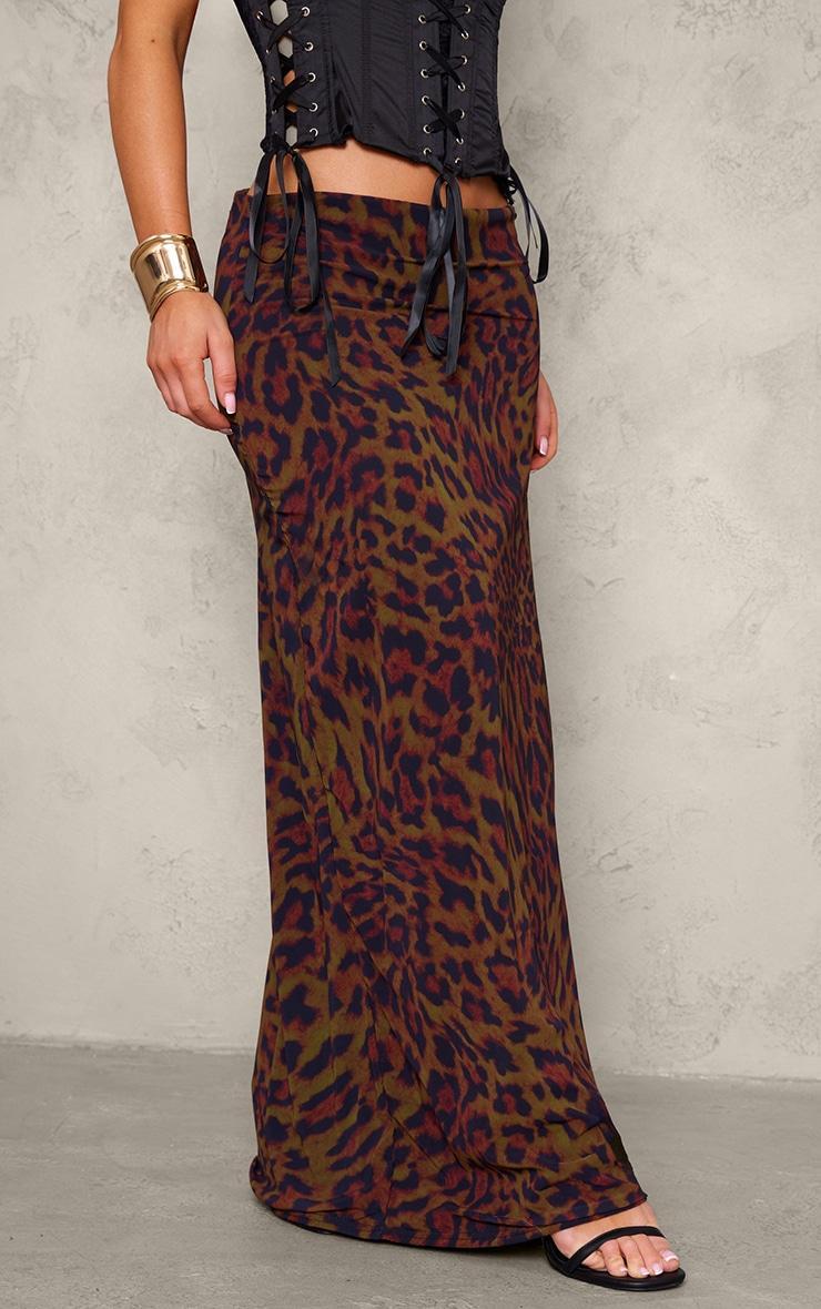 Leopard Printed Chiffon Maxi Skirt Product Image