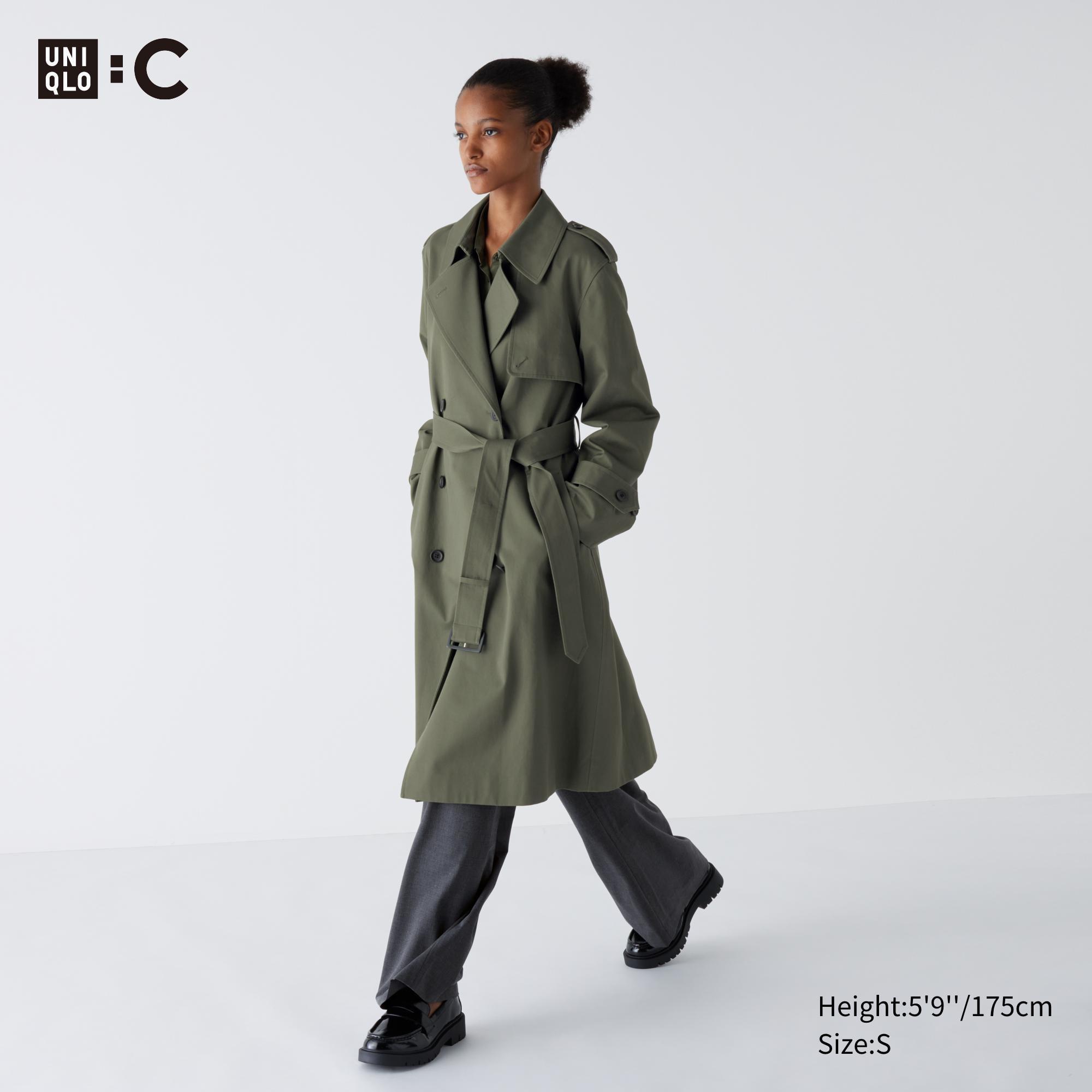 Womens Trench Coat Olive XS UNIQLO US product image