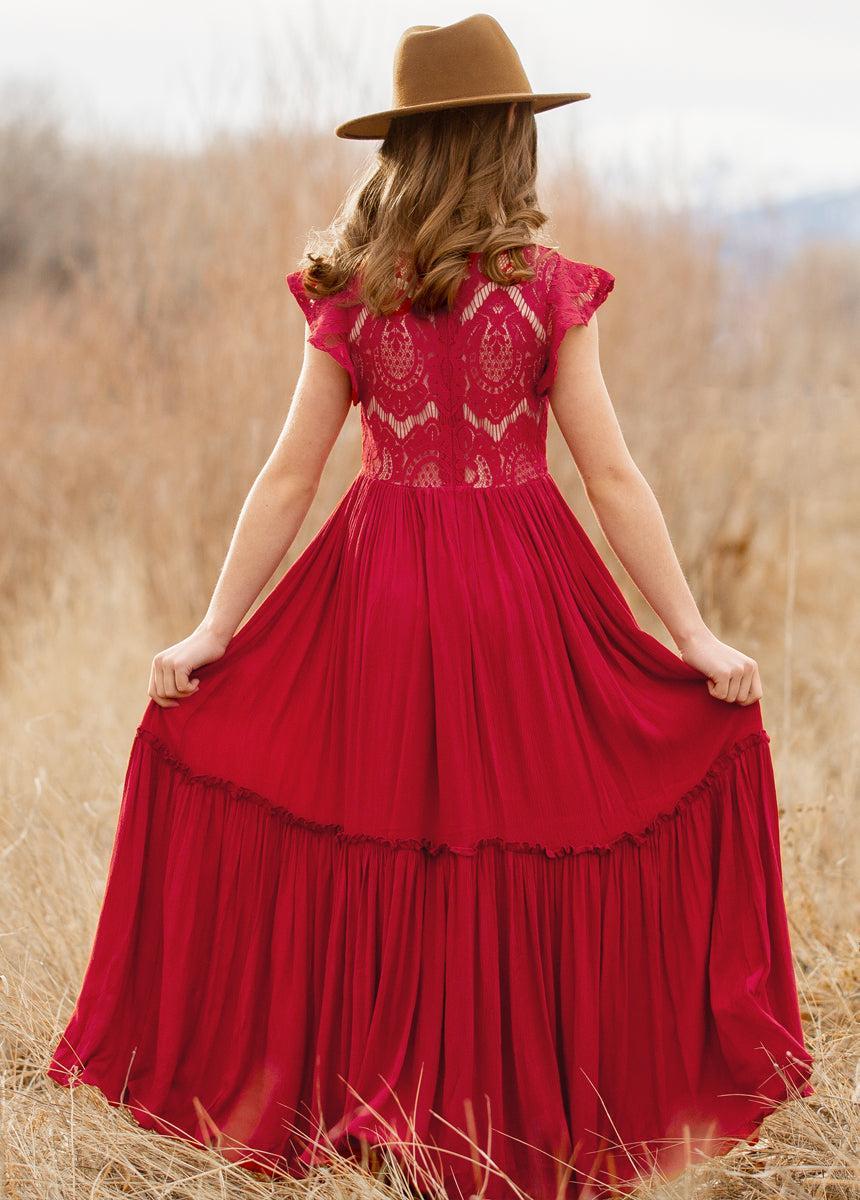 Macy Dress in Crimson Product Image