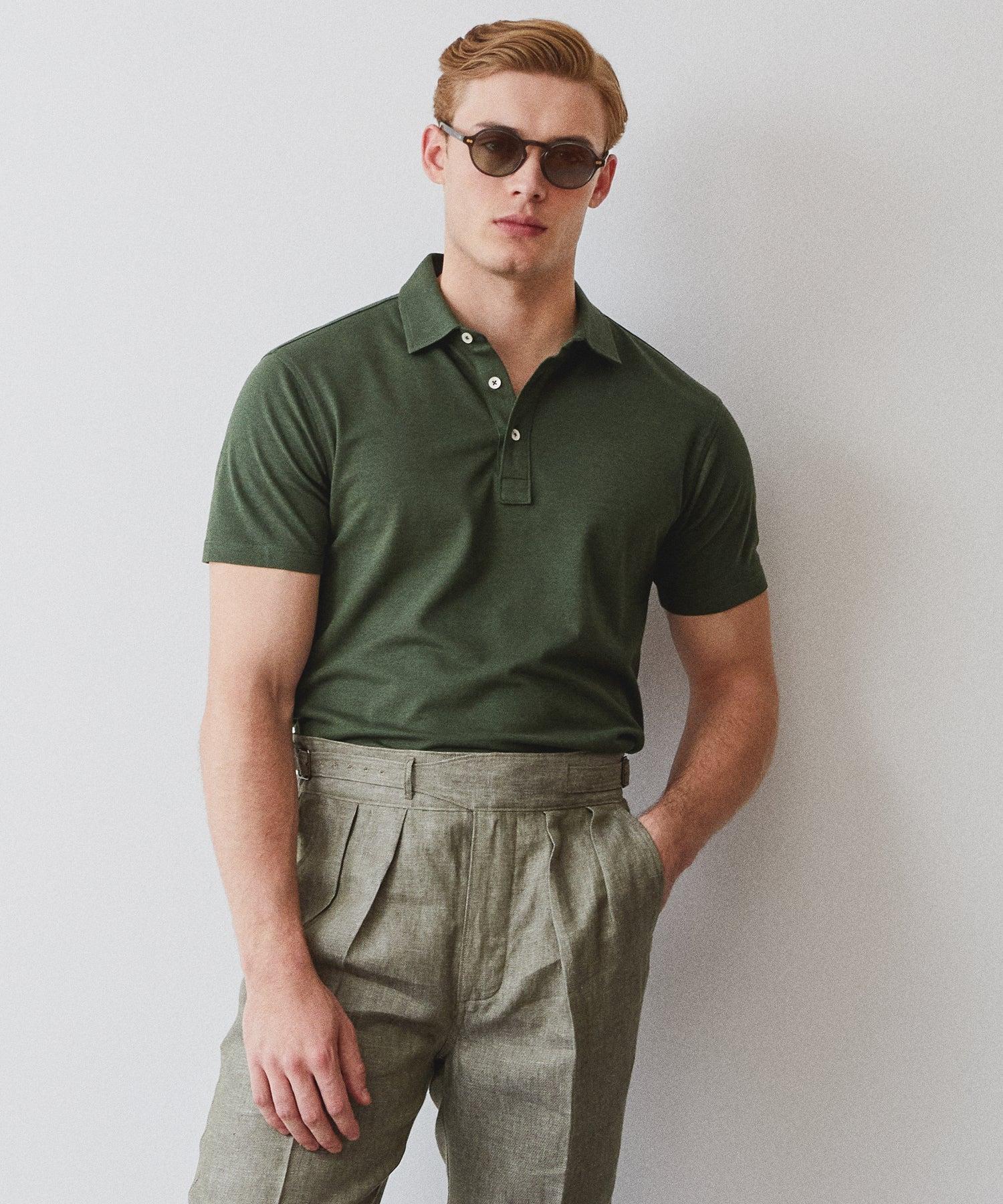 Fine Pique Polo in Olive Product Image