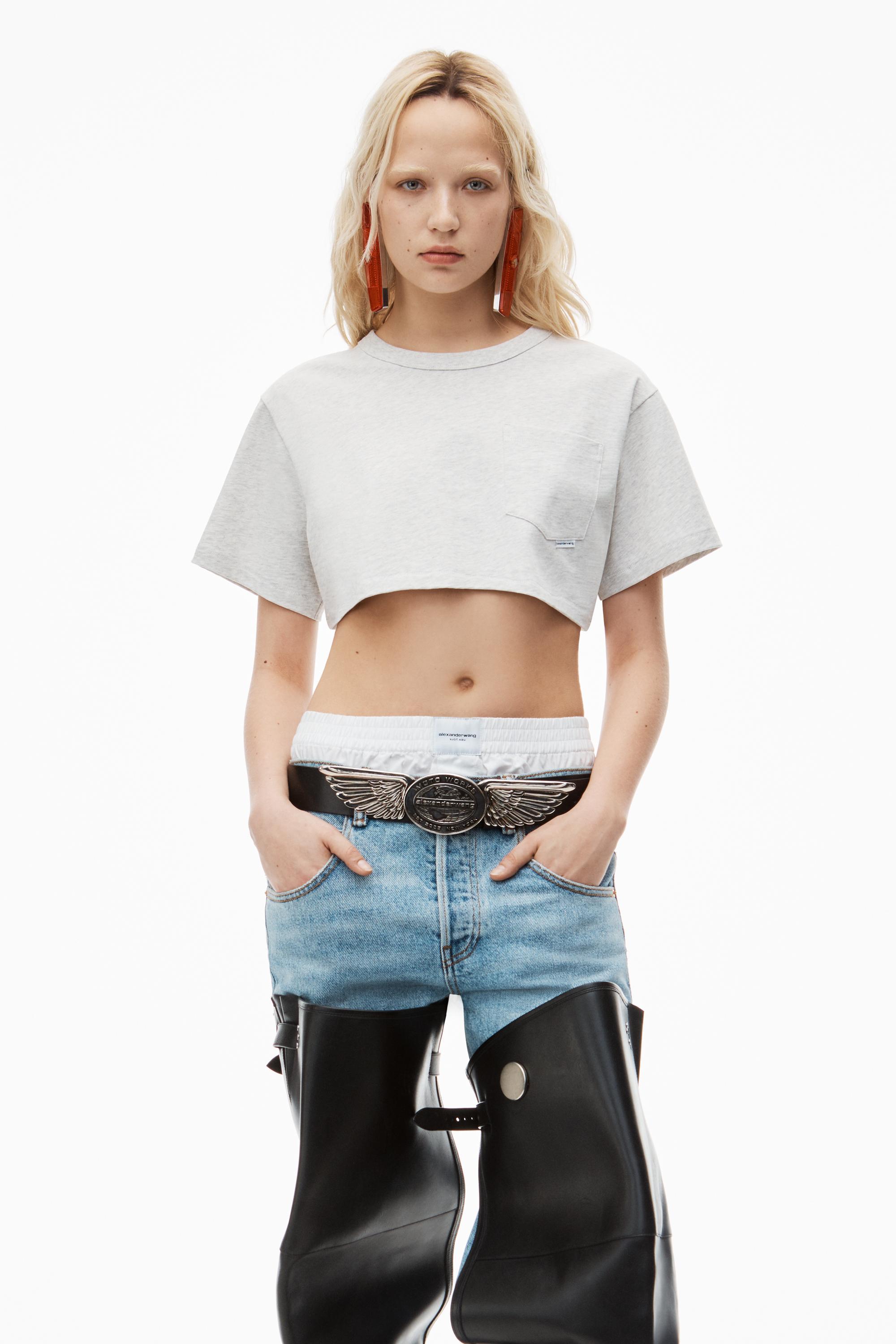 Cropped Pocket Tee In High Twist Jersey Product Image