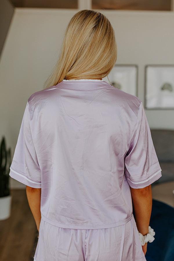 Kick Back Satin Top In Lavender Product Image