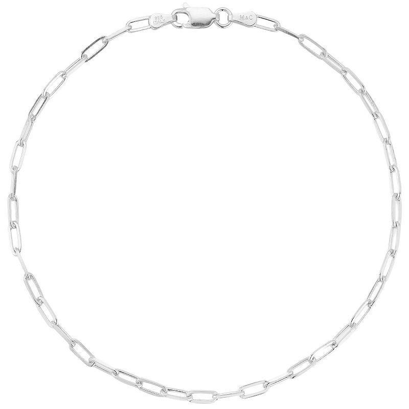 Sunkissed Sterling Paper Clip Anklet, Womens Silver Tone Product Image