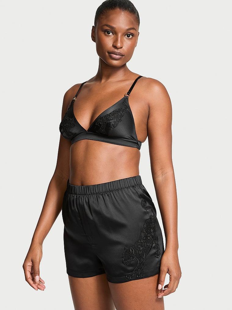 Jaguar Satin Triangle Bralette & Boxer Shorts Set Product Image