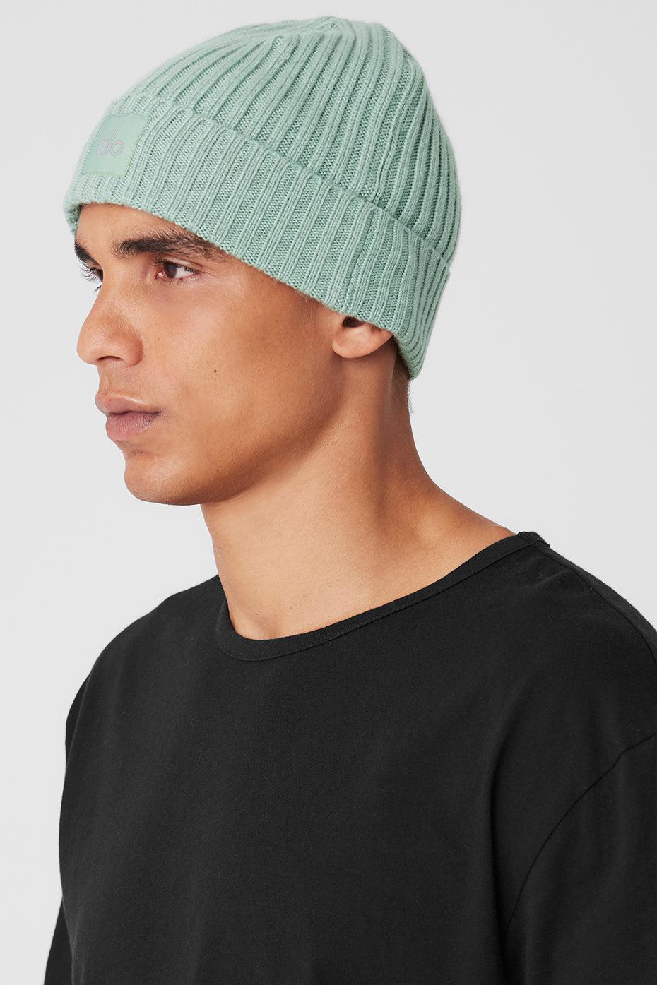 Cashmere Blend Rib Beanie - Icy Sage Male Product Image