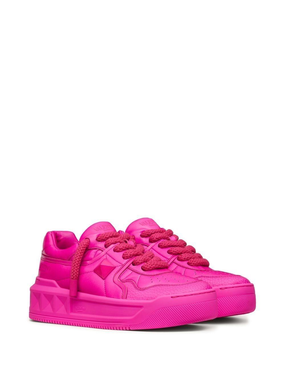 Pink One Stud Low-top Leather Sneakers Product Image