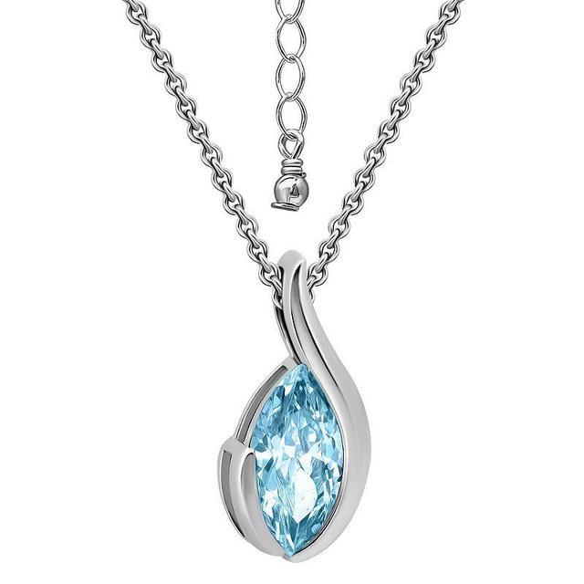 Aleure Precioso Sterling Silver Marquise Gemstone Pendant Necklace, Womens Blue Product Image