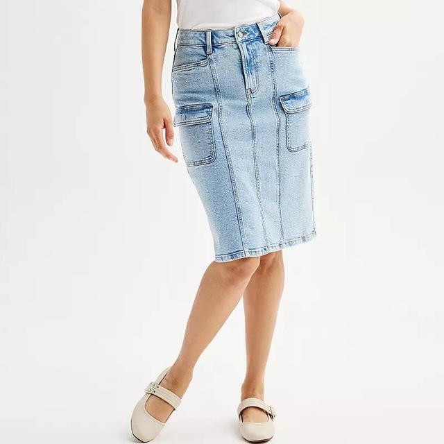 Womens Sonoma Goods For Life Denim Cargo Skirt Light Blue Product Image