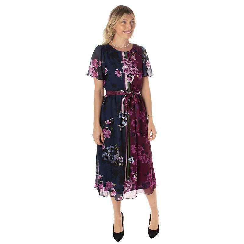 Womens Maison Tara Floral Colorblock Midi Dress Blue Product Image