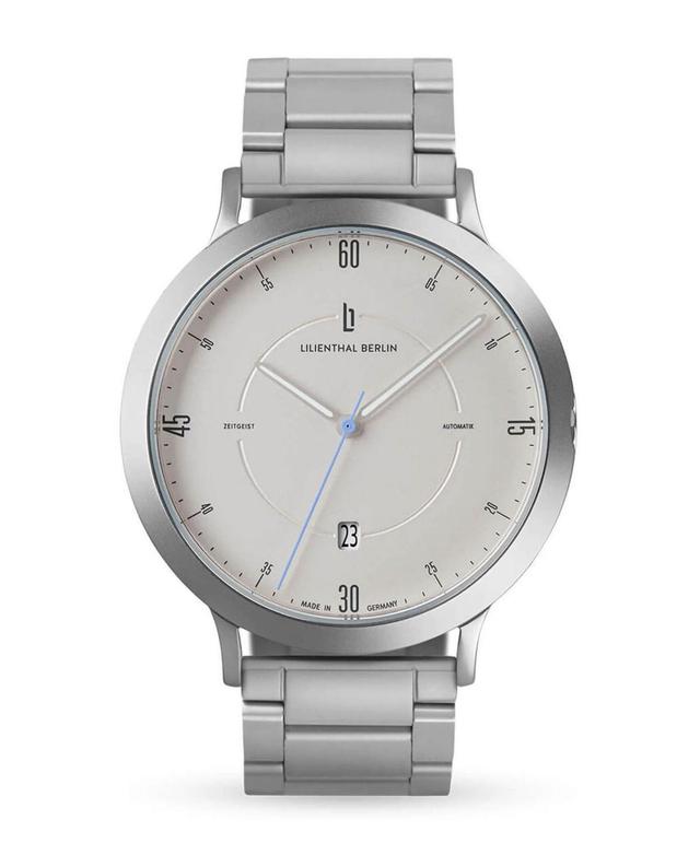 Lilienthal Berlin Mens Zeitgeist Automatik Silver Silver-Tone Stainless Steel Link Watch 42mm - Silver Product Image