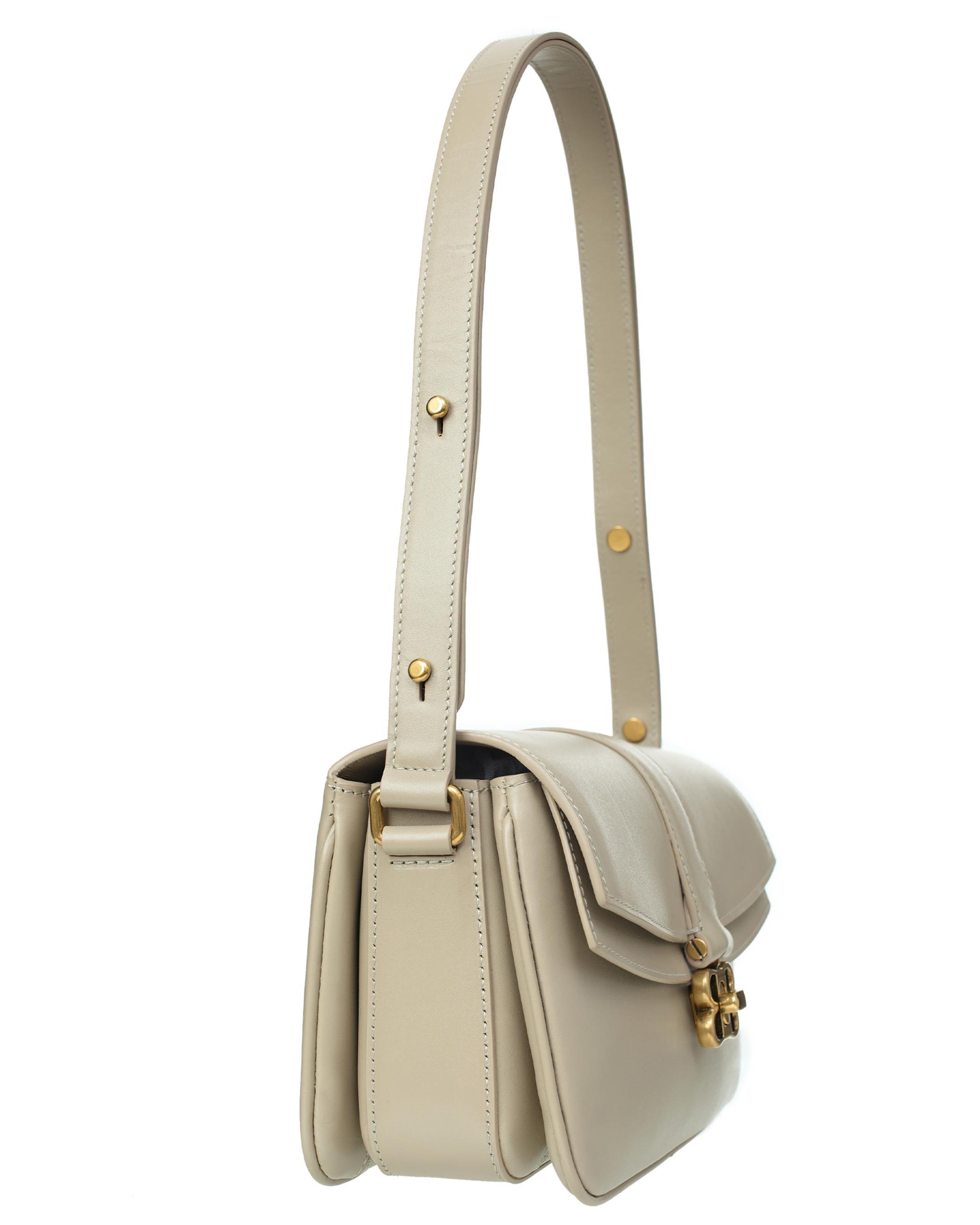 Bb Plauqe Flap Shoulder Bag In Beige Product Image