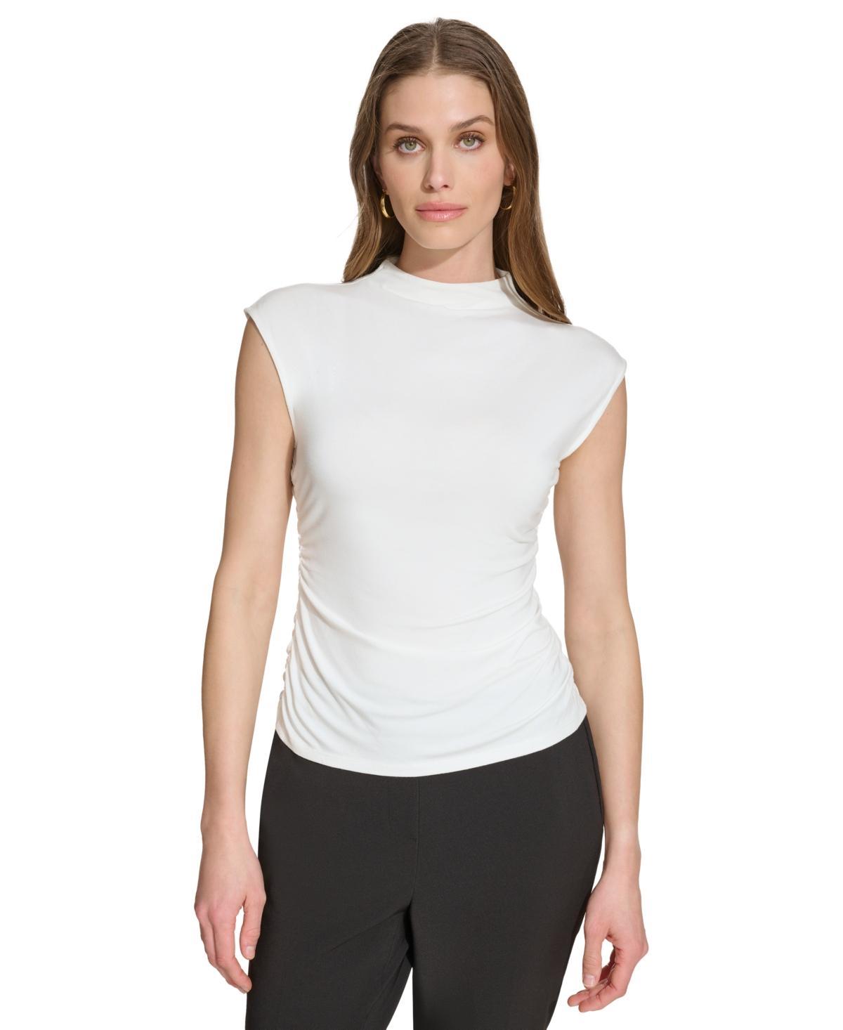 Dkny Womens Mock-Neck Sleeveless Knit Top Product Image