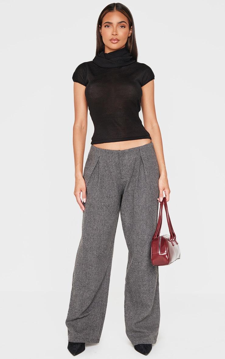 Charcoal Tweed Low Rise Straight Leg Pants product image