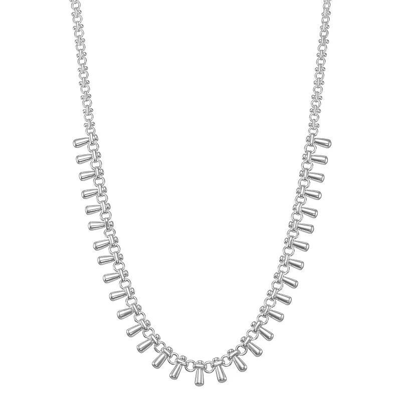 Napier Silver Tone Oblong Bead Collar Necklace, Womens Product Image