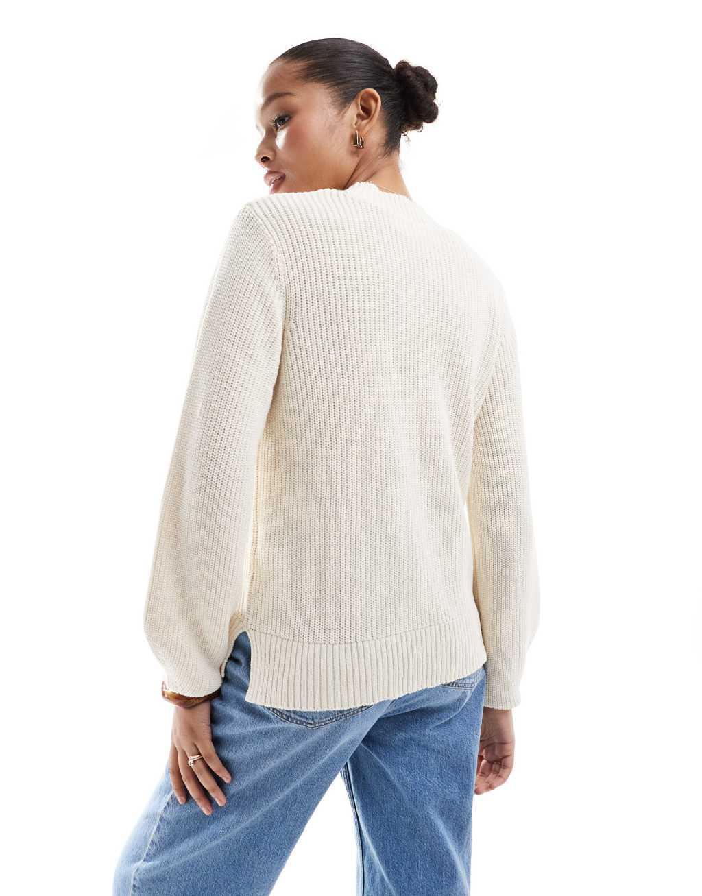 Selected Femme sweater with oversized sleeves in cream Product Image