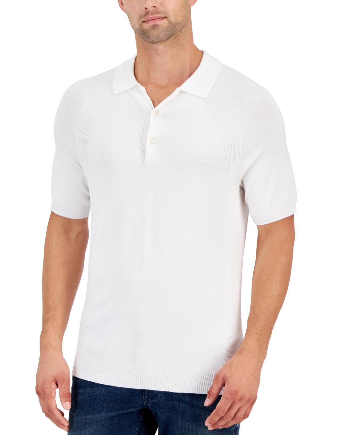 Alfani Mens Ribbed Raglan Sweater-Knit Polo Shirt, Created for Macys Product Image