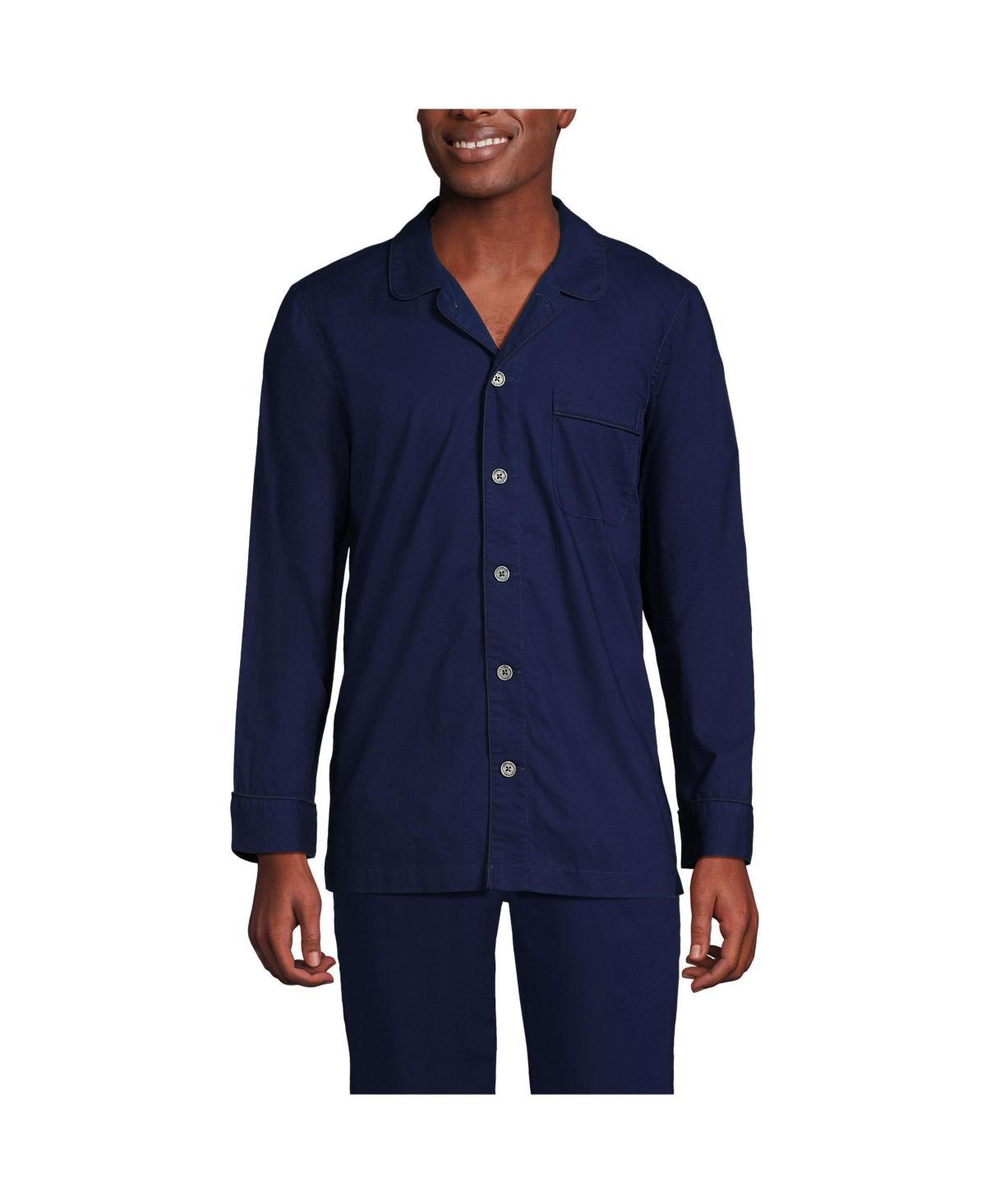 Big & Tall Lands End Broadcloth Pajama Sleep Shirt, Mens Deep Blue Product Image