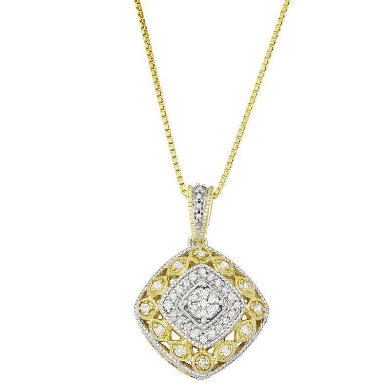 10k Gold Over Sterling Silver 1/5 Carat T.W. Diamond Vintage Necklace, Womens Two Tone Product Image