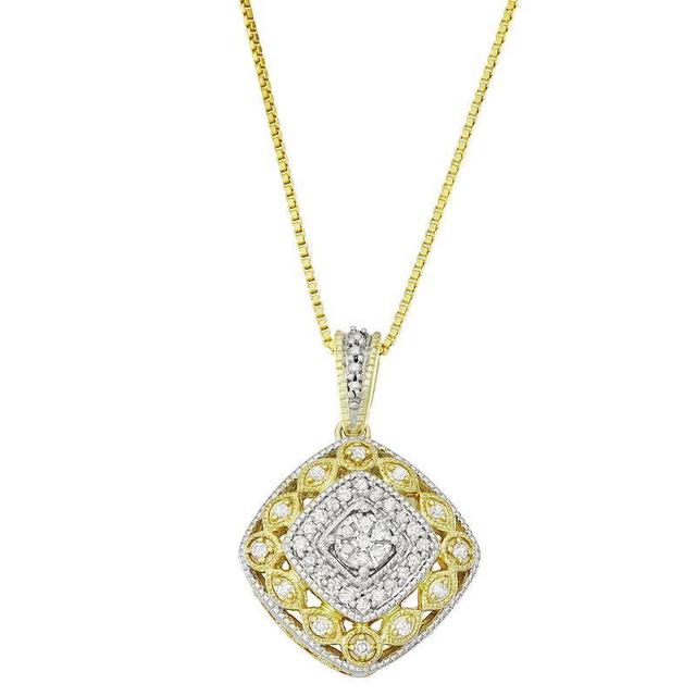 10k Gold Over Sterling Silver 1/5 Carat T.W. Diamond Vintage Necklace, Womens Two Tone Product Image