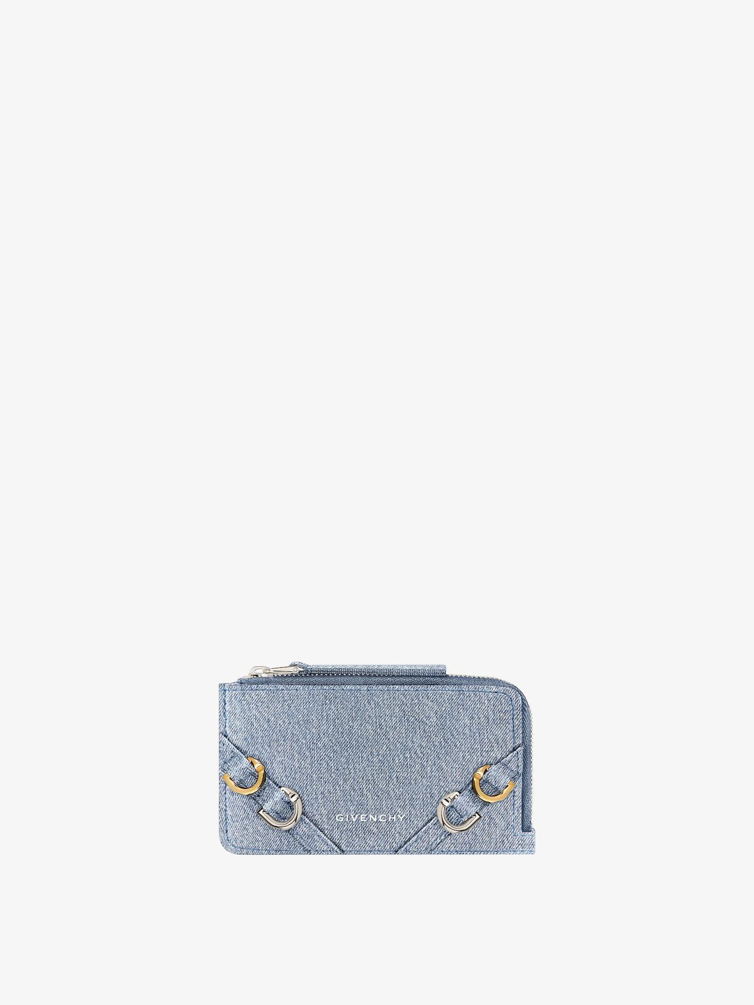 Voyou zipped card holder in denim Product Image