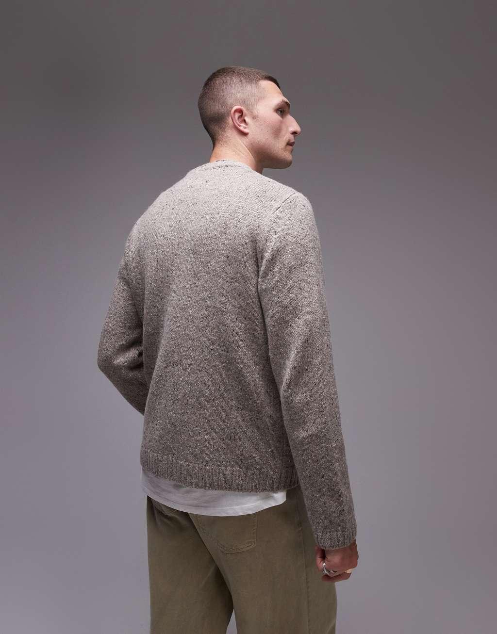 ARKET relaxed fit wool blend textured sweater in beige Product Image