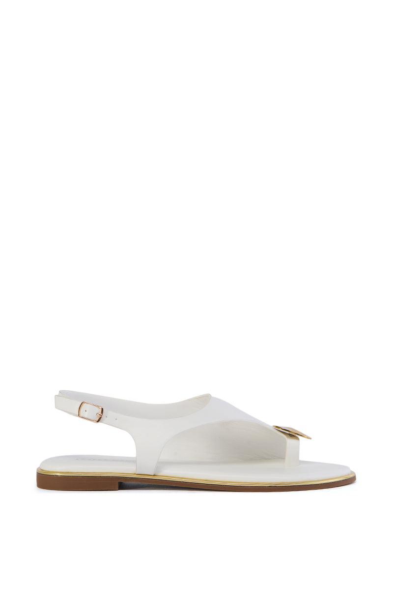 AZALEA WANG DREAMY WHITE AND GOLD ABSTRACT SANDAL Product Image