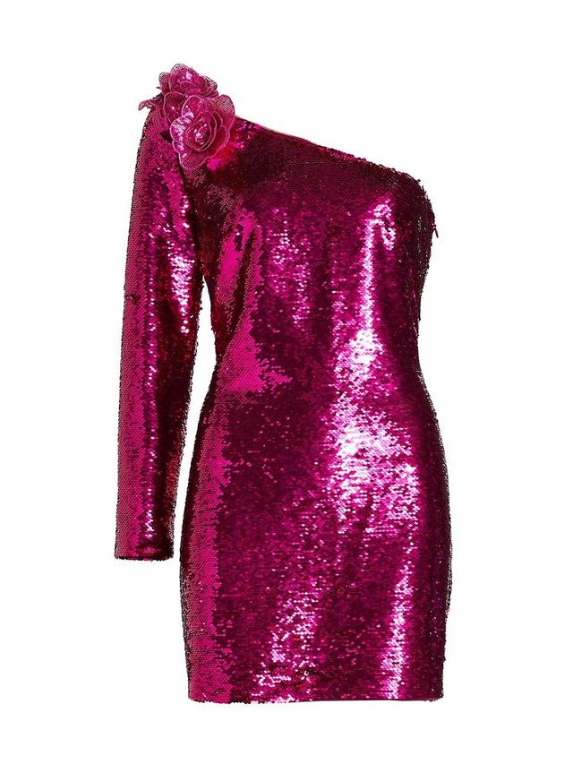 Womens One-Shoulder Sequin Minidress Product Image