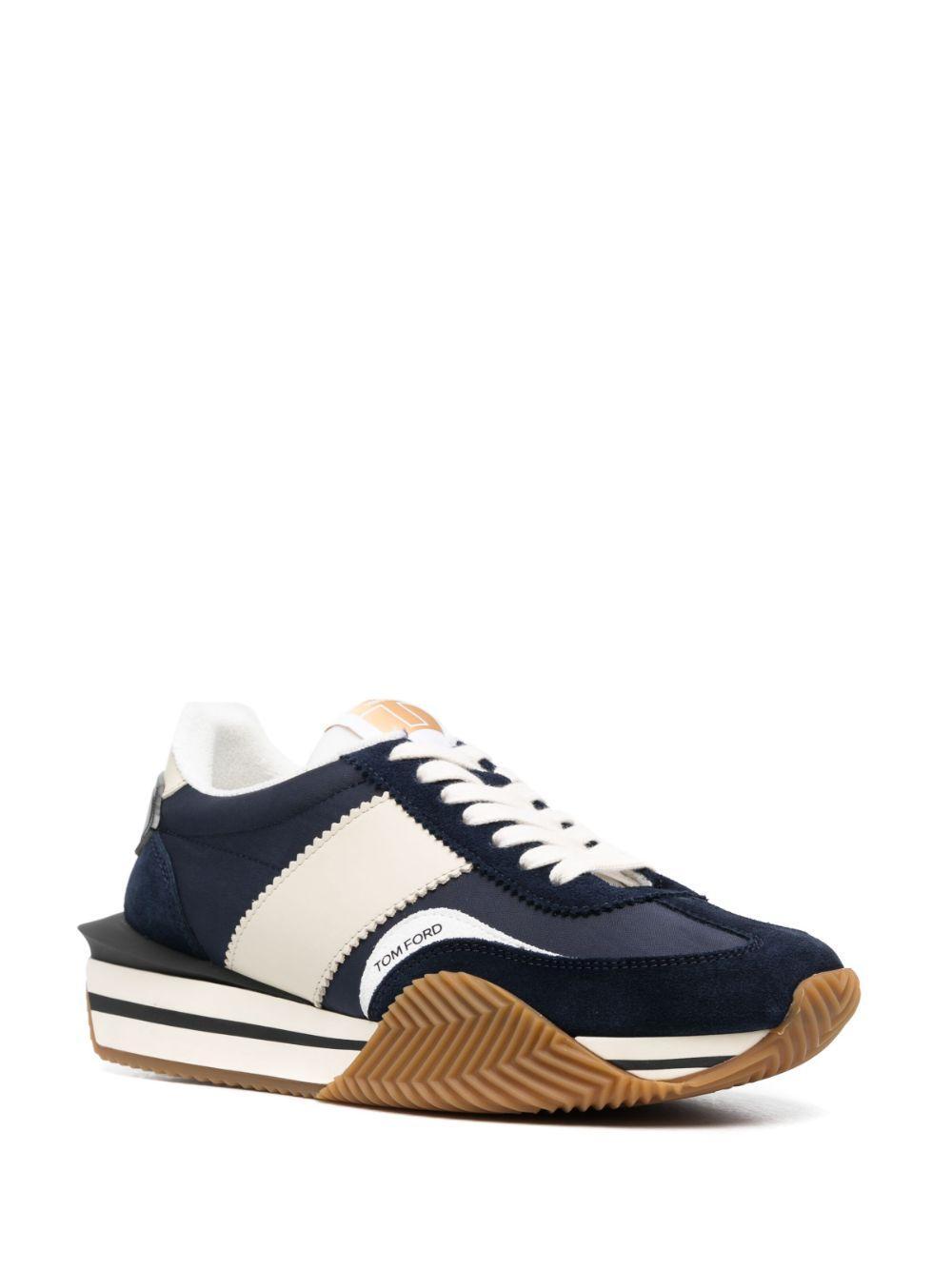 TOM FORD James Suede And Technical Fabric Sneakers In Blue Product Image