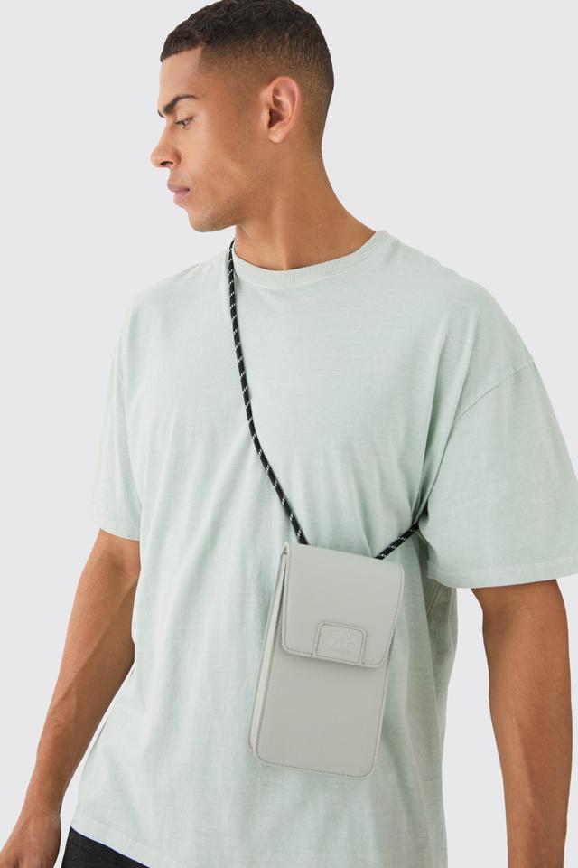 PU Man Tab Phone Bag In Light Grey | boohooMAN USA Product Image