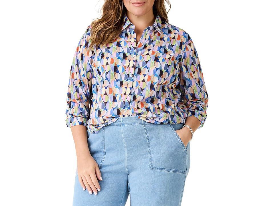 NIC+ZOE Plus Size Social Circles Boyfriend Shirt Multi) Women's Clothing Product Image