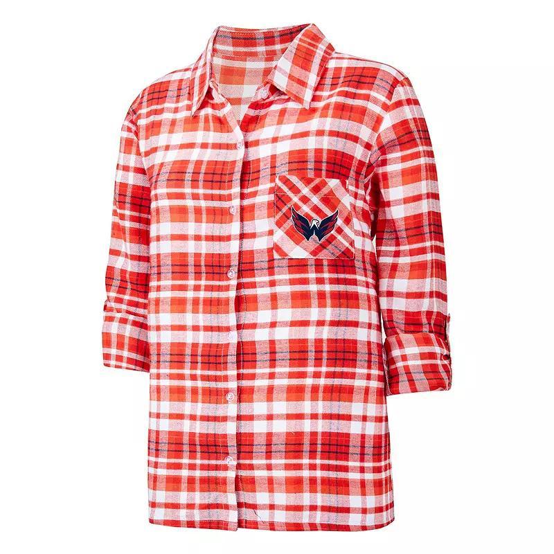 Womens Concepts Sport Washington Capitals Mainstay Flannel Full-Button Long Sleeve Nightshirt Product Image