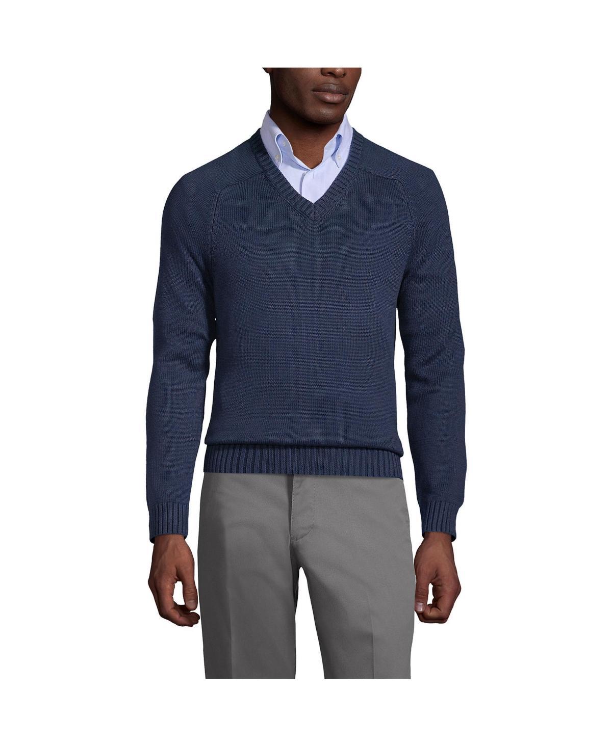 Lands End Mens School Uniform Cotton Modal V-neck Sweater Product Image