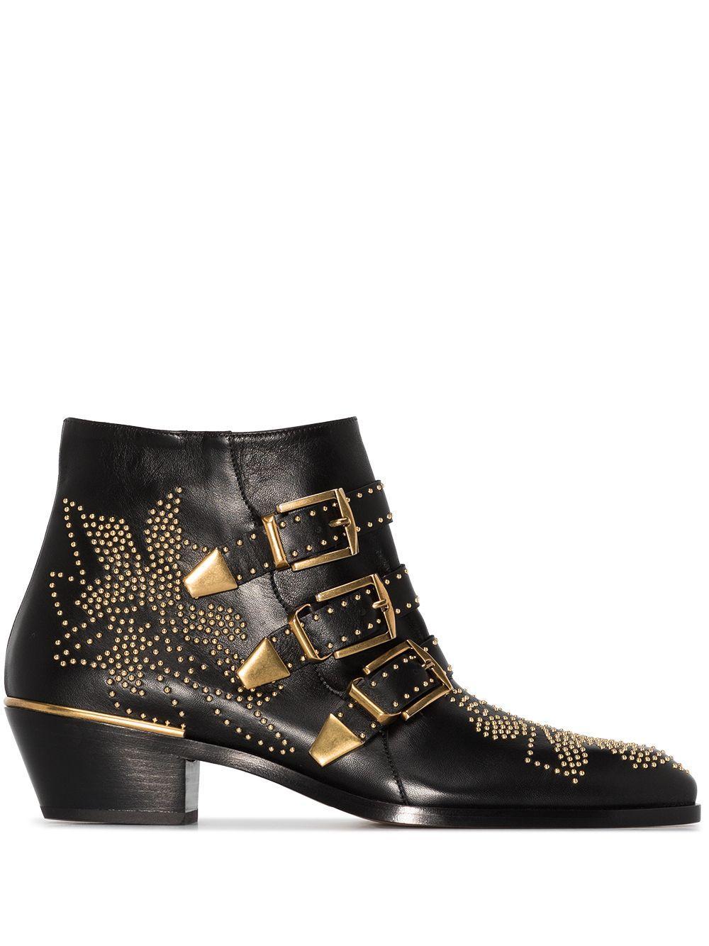 CHLOÉ Susanna 30mm Studded Ankle Boots In Schwarz Product Image