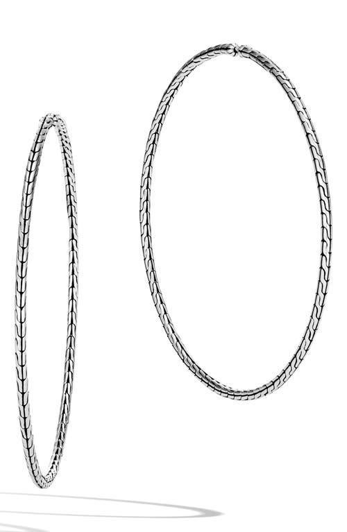 Womens Classic Chain Sterling Silver Hoop Earrings Product Image