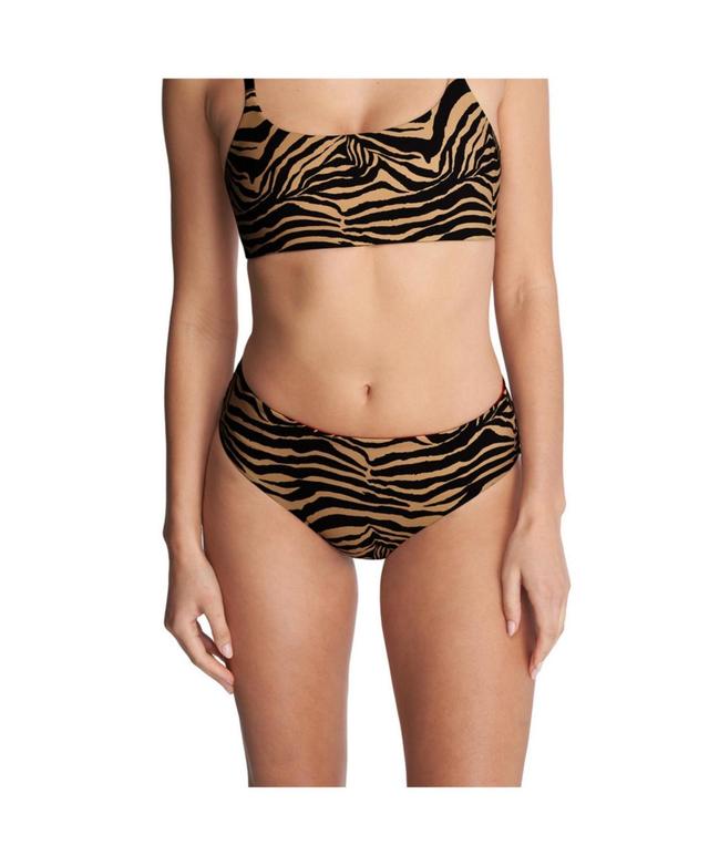 Womens Riviera Reversible Bikini Bottom - Camel zebra Product Image