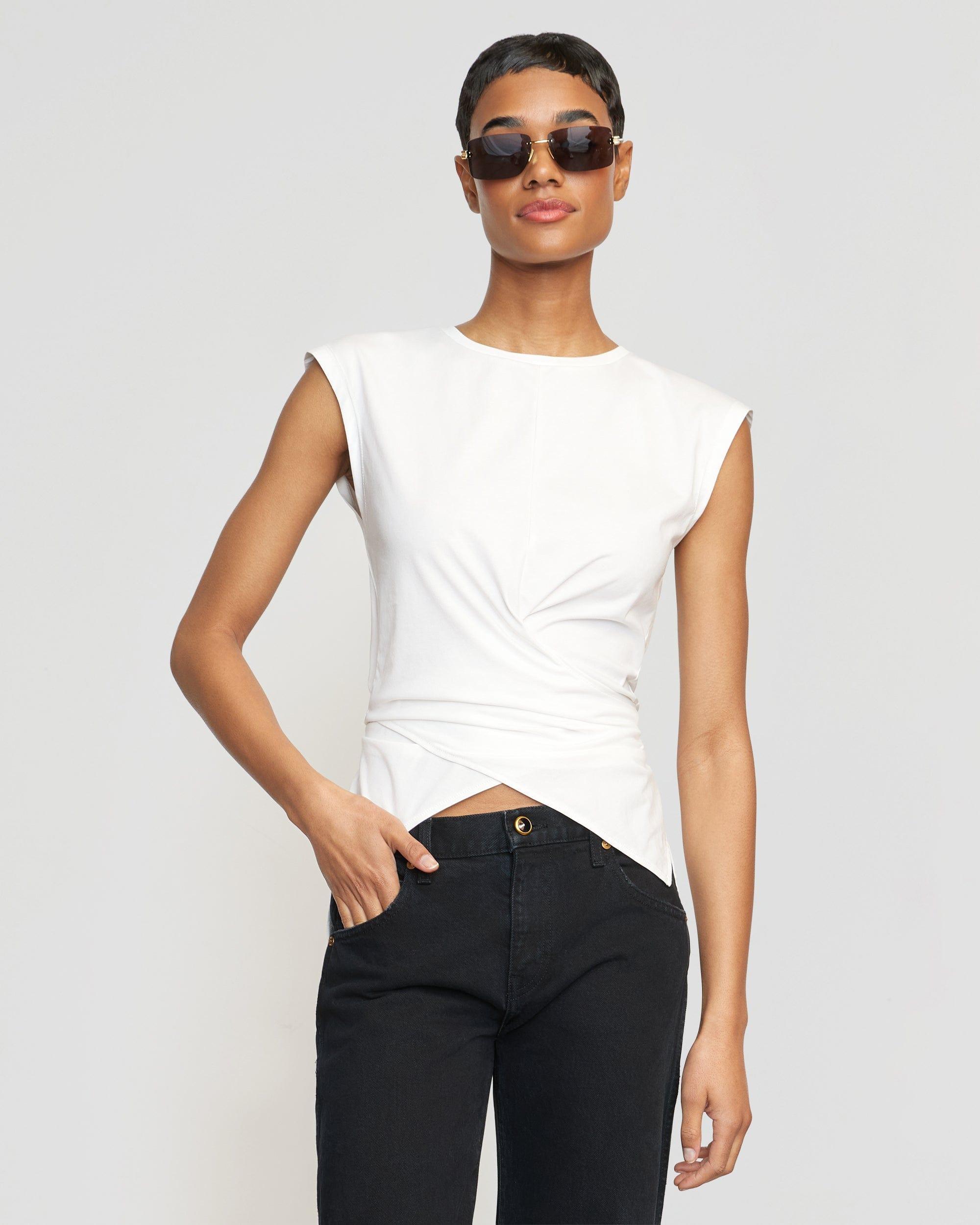 Janae Sleeveless Wrap Jersey Tee Product Image