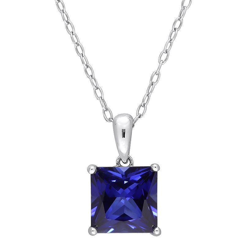 Stella Grace Sterling Silver & Gemstone Stud Pendant Necklace, Womens Blue Product Image