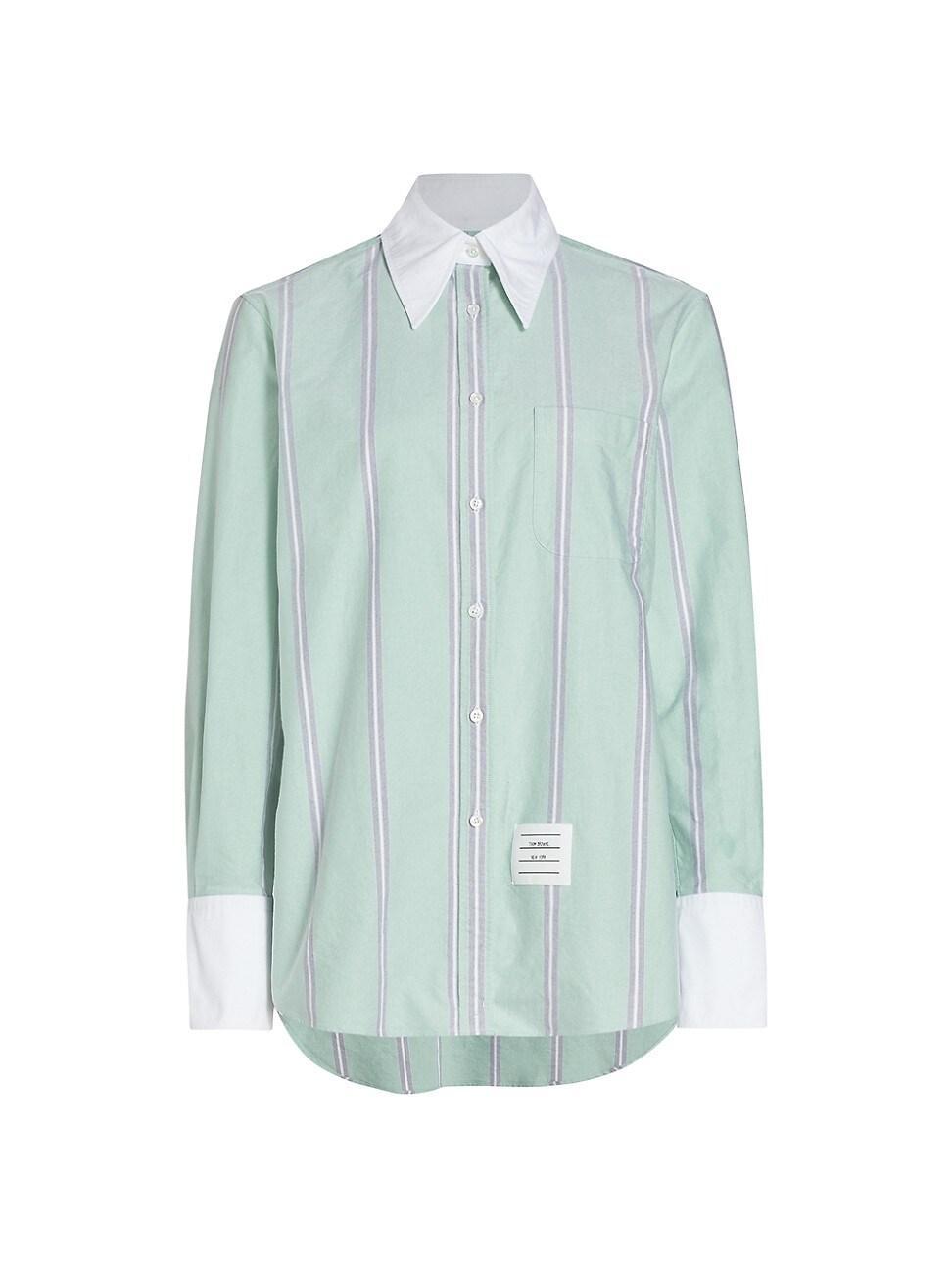 Womens Striped Oxford Tab-Collar Shirt Product Image