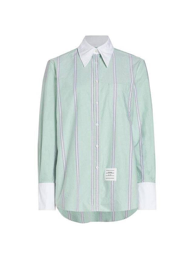 Womens Striped Oxford Tab-Collar Shirt Product Image